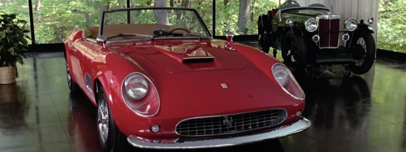 The Ferrari 250 GT California pictured in the film 'Ferris Bueller's Day Off