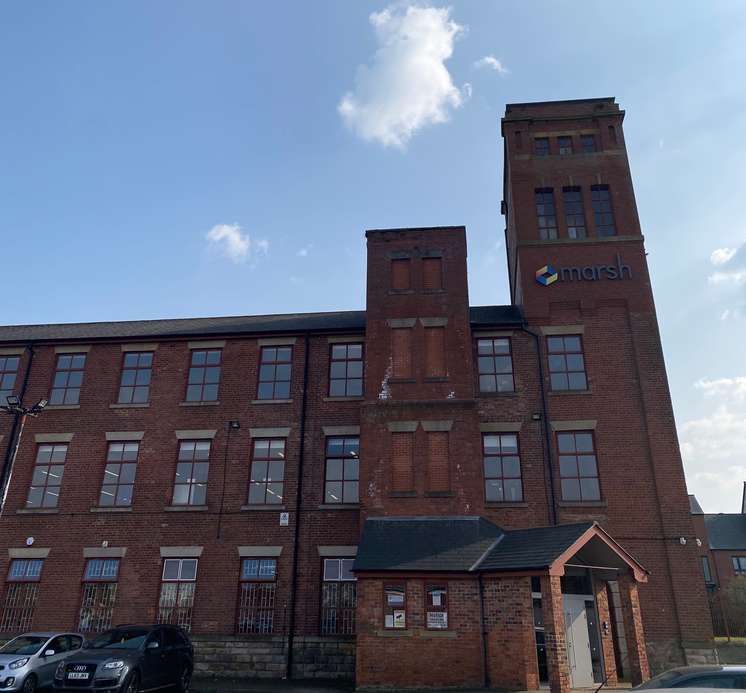 A front on view of Crossfield Mill, Marsh Finance's HQ.