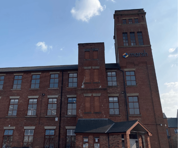 A front on view of Crossfield Mill, Marsh Finance's HQ.