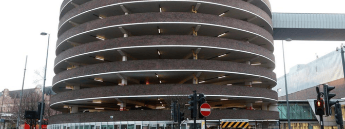 A close up of Eldon Square car park in Newcastle.