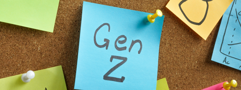 Post its placed on a wall, with one showing 'Gen Z' on it.