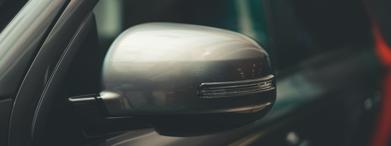 A car mirror close up.