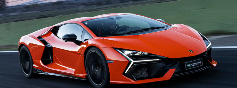 An orange Lamborghini Revuelto.