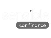 A white version of the Sensible Car Finance logo against an empty background. 