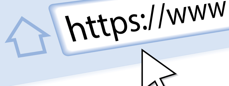 Close-up of a web browser address bar displaying 'https://www' with a cursor arrow pointing to it, representing website access or online navigation.